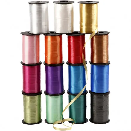 Presentband, blandade färger, B: 10 mm, glansig, 250 m/15 st.