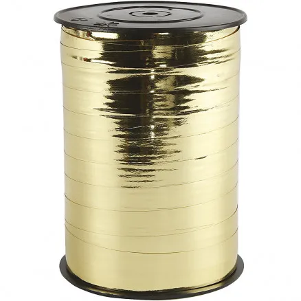 Presentband, metalliskt guld, B: 10 mm, glansigt, 250 m/ 1 rulle.